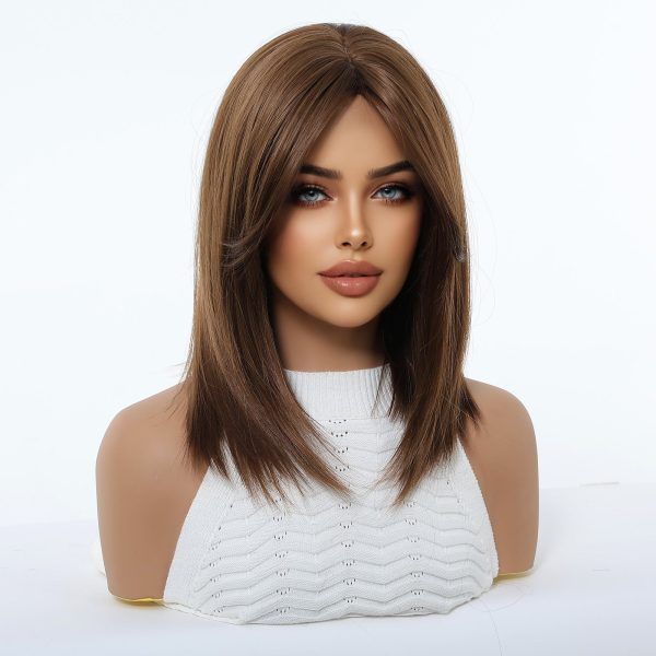 14 Inch Chestnut Brown Wavy Bob Wig – Caramel Synthetic Hair