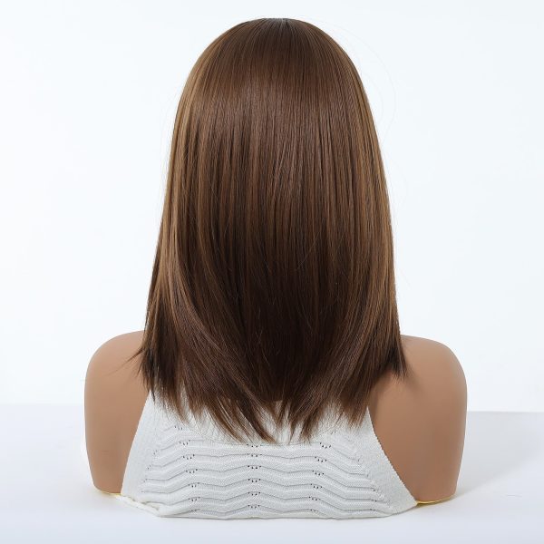 14 Inch Chestnut Brown Wavy Bob Wig – Caramel Synthetic Hair