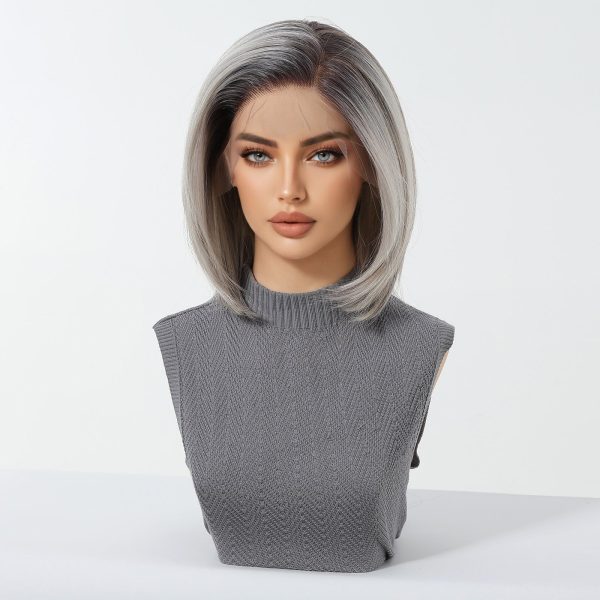 12 Inch Platinum Blonde Short Bob Wig with Bangs - Layered Synthetic Hair 12 Inch Platinum Blonde Short Bob Wig with Bangs – Layered Synthetic Hair