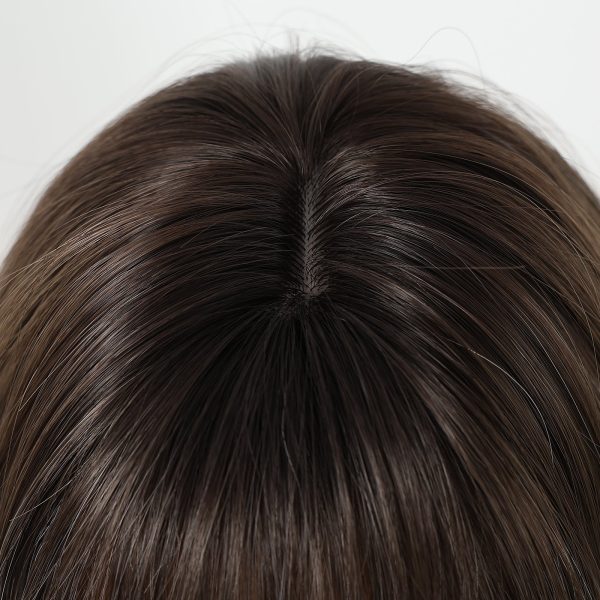12 Inch Ash Brown Balayage Short Bob Wig with Bangs - Layered Synthetic Hair 12 Inch Ash Brown Balayage Short Bob Wig with Bangs – Layered Synthetic Hair