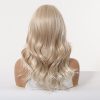 Ash Blonde Mid-Length Straight Wig with Bangs – Layered Synthetic Hair 16 Inch