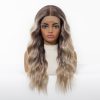 24 Inch Ash Blonde Ombre Long Wavy Wig – Dark Roots to Light Ends Synthetic Hair