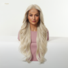 Synthetic Wig 28 Inch Platinum White Blonde Extra Long Wavy Wig - Layered Synthetic Hair