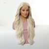 Synthetic Wig 28 Inch Platinum White Blonde Extra Long Wavy Wig - Layered Synthetic Hair