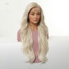 Synthetic Wig 28 Inch Platinum White Blonde Extra Long Wavy Wig - Layered Synthetic Hair