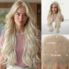 Synthetic Wig 28 Inch Platinum White Blonde Extra Long Wavy Wig - Layered Synthetic Hair