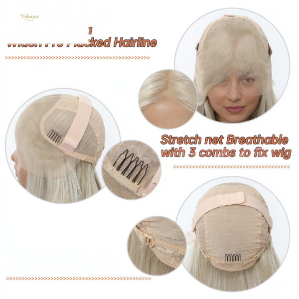 Synthetic Wig 28 Inch Platinum White Blonde Extra Long Wavy Wig - Layered Synthetic Hair