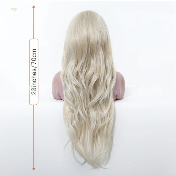 Synthetic Wig 28 Inch Platinum White Blonde Extra Long Wavy Wig - Layered Synthetic Hair