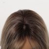 Synthetic Wig Brown Blonde Balayage Long Wavy Wig with Bangs – Rooted Synthetic Hair