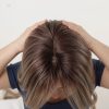 Synthetic Wig Brown Blonde Balayage Long Wavy Wig with Bangs – Rooted Synthetic Hair