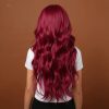 26 Inch Wine Red Long Wavy Wig with Bangs – Deep Burgundy Synthetic Hair