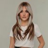 Synthetic Wig 18 Inch Ash Blonde Chestnut Balayage Straight Wig – Synthetic Hair