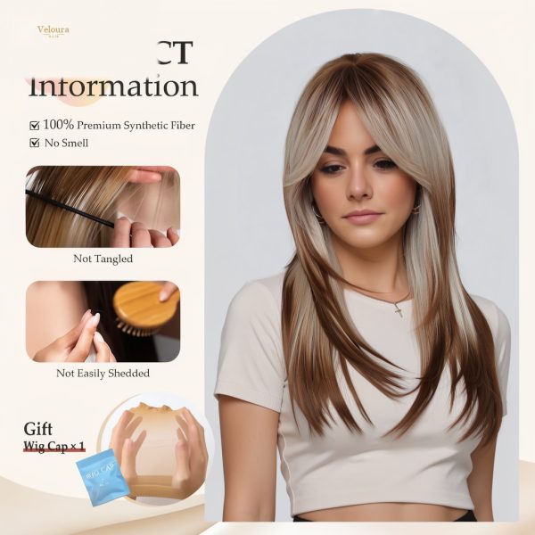 Synthetic Wig 18 Inch Ash Blonde Chestnut Balayage Straight Wig – Synthetic Hair