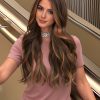 Synthetic Wig 24 Inch Medium Brown Wavy Wig – Caramel Highlight Synthetic Hair