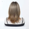 Synthetic Wig 16 Inch Brown to Blonde Balayage Lob Wig with Bangs – Synthetic Hair
