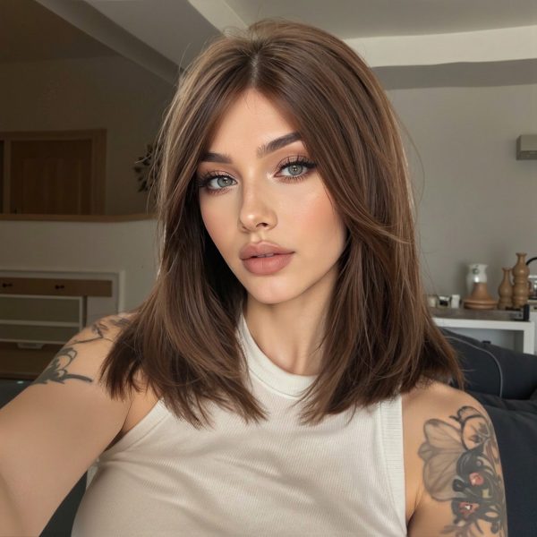 14 Inch Chestnut Brown Wavy Bob Wig – Caramel Synthetic Hair