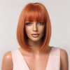 Copper Red Short Bob Wig with Bangs – Vivid Warm Tone Synthetic Hair