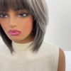 12 Inch Silver Grey Bob Wig with Bangs - Layered Shoulder-Length Synthetic Hair 12 Inch Silver Grey Bob Wig with Bangs – Layered Shoulder-Length Synthetic Hair