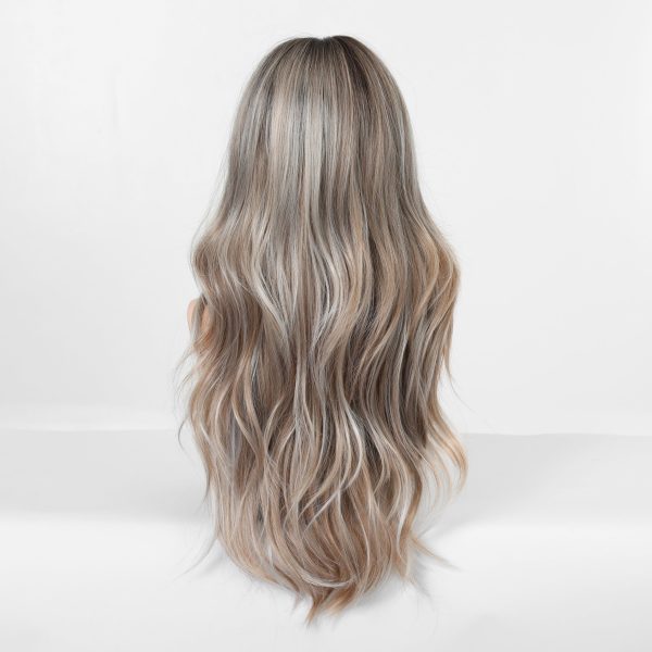 24 Inch Ash Blonde Wavy Wig with Bangs – Cool Highlight Synthetic Hair 24 Inch Ash Blonde Wavy Wig with Bangs – Cool Highlight Synthetic Hair