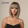 Warm Brown Short Bob Wig with Bangs – Straight Clean-Cut Synthetic Hair Warm Brown Short Bob Wig with Bangs – Straight Clean-Cut Synthetic Hair