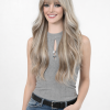 24 Inch Ash Blonde Wavy Wig with Bangs – Cool Highlight Synthetic Hair 24 Inch Ash Blonde Wavy Wig with Bangs – Cool Highlight Synthetic Hair