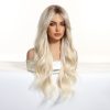 26 Inch Platinum Blonde Long Wavy Wig – Dark-Rooted Icy Synthetic Hair 26 Inch Platinum Blonde Long Wavy Wig – Dark-Rooted Icy Synthetic Hair