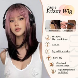 Rose Gold to Dark Brown Ombre Short Straight Wig – Fashion Color Synthetic Hair Rose Gold to Dark Brown Ombre Short Straight Wig – Fashion Color Synthetic Hair
