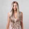 28 Inch Light Ash Blonde Long Wavy Wig – Middle Part Natural Root Look 28 Inch Light Ash Blonde Long Wavy Wig – Middle Part Natural Root Look