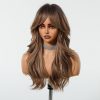 24 Inch Warm Chestnut Brown Long Wavy Wig with Bangs – Layered Synthetic Hair 24 Inch Warm Chestnut Brown Long Wavy Wig with Bangs – Layered Synthetic Hair