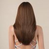 Ash Brown Long Straight Wig with Bangs – Caramel Honey Blonde Highlights Ash Brown Long Straight Wig with Bangs – Caramel Honey Blonde Highlights