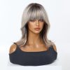 16 Inch Ash Blonde Rooted Bob Wig with Bangs - Silver Synthetic Hair 16 Inch Ash Blonde Rooted Bob Wig with Bangs – Silver Synthetic Hair