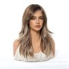 Classic Warm Brown Long Wavy Wig with Bangs – Natural Everyday Synthetic Hair