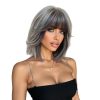 12 Inch Silver Grey Bob Wig with Bangs - Layered Shoulder-Length Synthetic Hair 12 Inch Silver Grey Bob Wig with Bangs – Layered Shoulder-Length Synthetic Hair