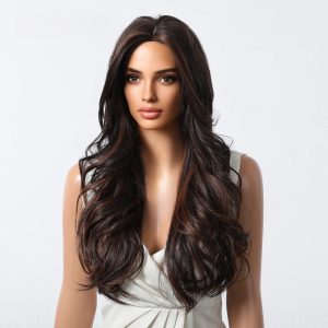 Dark Brown Long Deep Wave Wig – Warm Chestnut No Bangs Synthetic Hair 26 Inch Dark Brown Long Deep Wave Wig – Warm Chestnut No Bangs Synthetic Hair 26 Inch