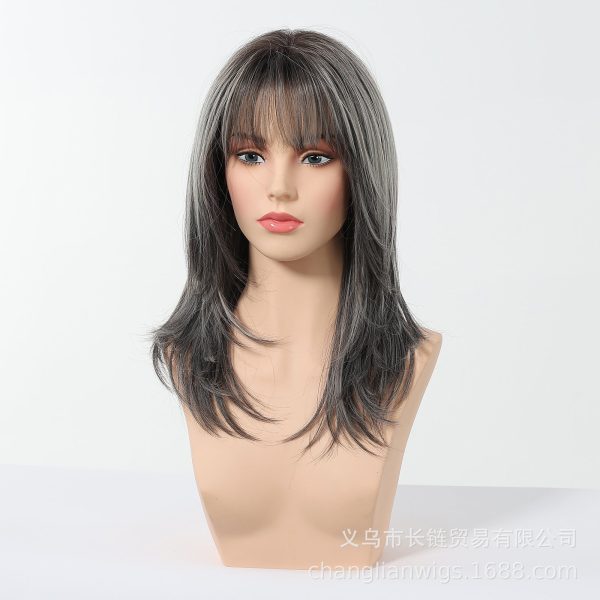 Silver Grey Medium Wavy Wig – Steel Cool-Tone Synthetic Hair Silver Grey Medium Wavy Wig – Steel Cool-Tone Synthetic Hair
