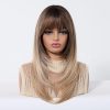 22 Inch Honey Blonde Balayage Straight Wig with Bangs – Warm Rooted Synthetic Hair 22 Inch Honey Blonde Balayage Straight Wig with Bangs – Warm Rooted Synthetic Hair