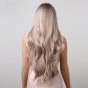 28 Inch Light Ash Blonde Long Wavy Wig – Middle Part Natural Root Look 28 Inch Light Ash Blonde Long Wavy Wig – Middle Part Natural Root Look
