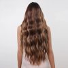 Dark Brown Long Deep Wave Wig with Bangs – Warm Caramel Balayage Synthetic Hair Dark Brown Long Deep Wave Wig with Bangs – Warm Caramel Balayage Synthetic Hair