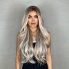 28 Inch Light Ash Blonde Long Wavy Wig – Middle Part Natural Root Look 28 Inch Light Ash Blonde Long Wavy Wig – Middle Part Natural Root Look