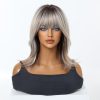 16 Inch Ash Blonde Rooted Bob Wig with Bangs - Silver Synthetic Hair 16 Inch Ash Blonde Rooted Bob Wig with Bangs – Silver Synthetic Hair