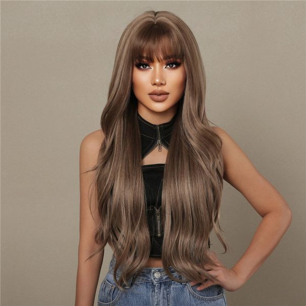 24 Inch Mushroom Brown Caramel Body Wave Wig with Bangs – Synthetic Hair 24 Inch Mushroom Brown Caramel Body Wave Wig with Bangs – Synthetic Hair