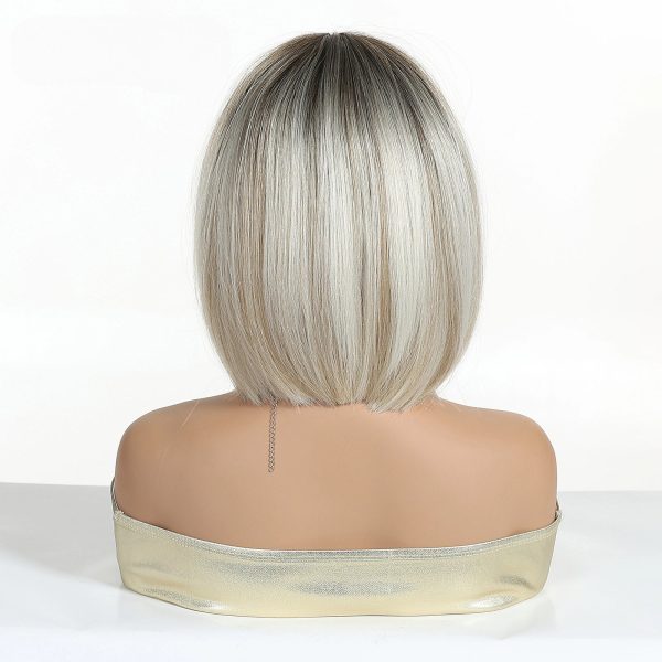 Ash Blonde Short Bob Wig with Bangs – Polished Cool Synthetic Hair 12 Inch Ash Blonde Short Bob Wig with Bangs – Polished Cool Synthetic Hair 12 Inch
