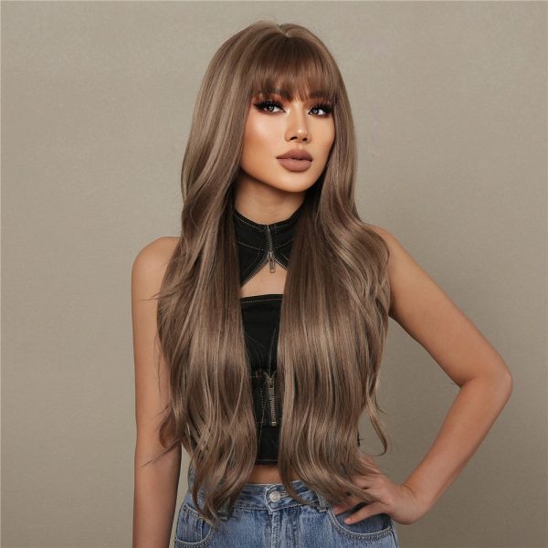 24 Inch Mushroom Brown Caramel Body Wave Wig with Bangs – Synthetic Hair 24 Inch Mushroom Brown Caramel Body Wave Wig with Bangs – Synthetic Hair