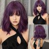 Deep Purple Body Wave Wig with Bangs – Vivid Fashion Color Synthetic Hair Deep Purple Body Wave Wig with Bangs – Vivid Fashion Color Synthetic Hair