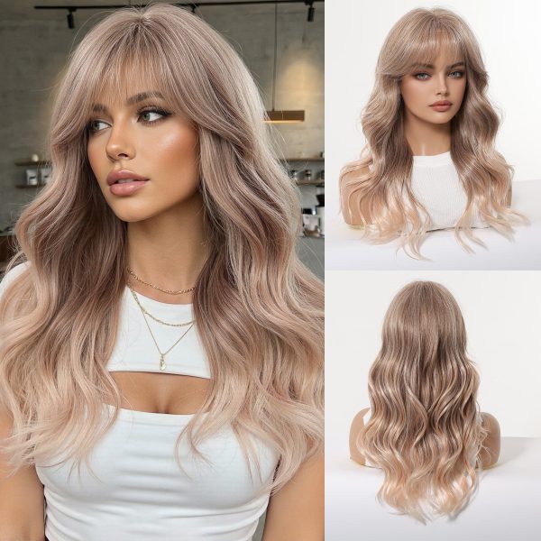 20 Inch Ash Blonde Body Wave Wig with Bangs – Synthetic Hair 20 Inch Ash Blonde Body Wave Wig with Bangs – Synthetic Hair