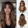 24 Inch Warm Chestnut Brown Long Wavy Wig with Bangs – Layered Synthetic Hair 24 Inch Warm Chestnut Brown Long Wavy Wig with Bangs – Layered Synthetic Hair