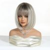 Ash Blonde Short Bob Wig with Bangs – Polished Cool Synthetic Hair 12 Inch Ash Blonde Short Bob Wig with Bangs – Polished Cool Synthetic Hair 12 Inch