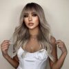 Ash Blonde Long Body Wave Wig – Dark Rooted Platinum Synthetic Hair Ash Blonde Long Body Wave Wig – Dark Rooted Platinum Synthetic Hair