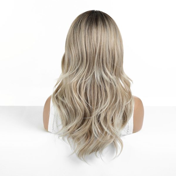 24 Inch Ash Blonde Long Wavy Wig with Bangs – Dark-Rooted Beachy Synthetic Hair 24 Inch Ash Blonde Long Wavy Wig with Bangs – Dark-Rooted Beachy Synthetic Hair