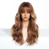 Warm Brown Caramel Balayage Body Wave Wig with Bangs – Honey Blonde Highlights 24 Inch Warm Brown Caramel Balayage Body Wave Wig with Bangs – Honey Blonde Highlights 24 Inch